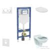Geberit Duofix falra szerelhető WC szett, Ideal Standard Alpha WC ülőkével, Geberit Sigma 20 fényes fehér/króm nyomólappal SANI11CD3110