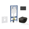 Geberit Duofix falra szerelhető WC szett, matt fekete Kielle Gaia WC és soft close ülőkével, Geberit Sigma 30 matt/fényes fekete nyomólappal SANI11CA5502B