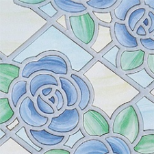 Gekkofix Öntapadós üvegfólia - Kék, virágmintás mozaik üveg (45 cm szélesség) mobiltelefon kellék