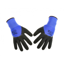 Geko védőkesztyű, (kék) poliészter, 3/4 bevonatú (fekete) latexszel L / 9