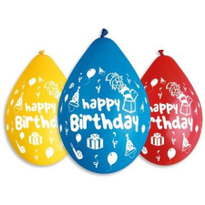 Gemar Happy birthday feliratos lufi vegyes színekben, 30 cm - 5 db party kellék