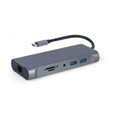 Gembird A-CM-COMBO7-01 USB Type-C 7-in-1 Multi-Port Adapter Space Grey laptop kellék