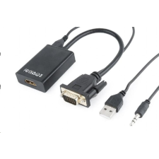 Gembird Cablexpert VGA male -&gt; HDMI female adapter, fekete (A-VGA-HDMI-01) kábel és adapter