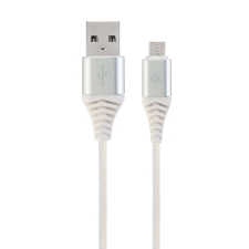Gembird CC-USB2B-AMMBM-1M-BW2 USB kábel USB 2.0 Micro-USB B USB A Ezüst, Fehér kábel és adapter