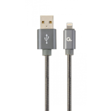 Gembird CC-USB2S-AMLM-2M-BG Lightning Premium spiral metal 8-pin charging and data cable 2m Metallic Grey kábel és adapter