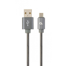 Gembird CC-USB2S-AMmBM-1M-BG microUSB Premium spiral metal charging and data cable 1m Metallic Grey kábel és adapter
