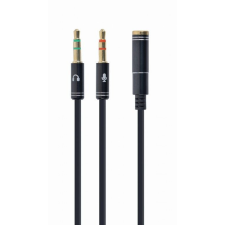 Gembird CCA-418M 3.5 mm 4-pin socket to 2 x 3.5 mm stereo plug adapter cable 0,2 m Black kábel és adapter
