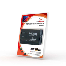 Gembird DSW-HDMI-53, 5 Portos, Távirányítós, Fekete, HDMI switch kábel és adapter