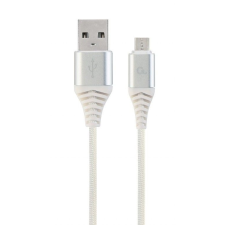 Gembird Premium Cotton Braided Micro-USB Cable 2m Silver/White kábel és adapter