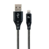 Gembird Premium cotton braided Type-C USB charging and data cable;2m;black/white