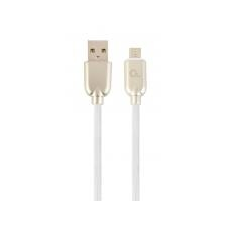 Gembird Premium rubber Micro-USB charging and data cable; 2m; white kábel és adapter