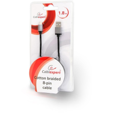 Gembird USB 2.0 A -> Lightning M/M adatkábel 1.8m fekete kábel és adapter