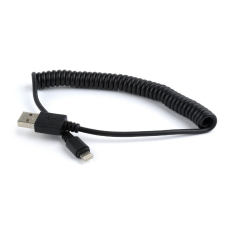 Gembird USB Sync and Charging spiral cable for iPhone 1,5m Black kábel és adapter