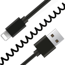 Gembird USB szinkron és töltő spirálkábel iPhone-hoz, 1,5 m, fekete kábel és adapter