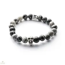 GEMINI Classic Skull Grey jáspis karkötő S - C4S karkötő