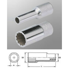 GENIUS TOOLS Dugókulcs - crowafej 1/2" 12 szög hosszú 24 mm Genius dugókulcs