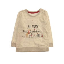 George szürke csíkos állatkás karácsonyi felső - 9-12 hó, 80 gyerek póló