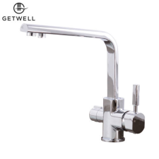 GetWell Square-R, két karos, 3 utas Konyhai Csap Víztisztítókhoz Nikkel színben csaptelep