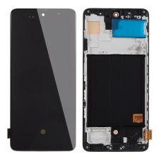 GH81-13736A Samsung Galaxy A51 OLED kijelző érintővel fekete kerettel előlap mobiltelefon, tablet alkatrész