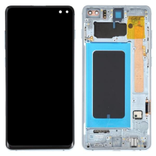 GH82-18834J Samsung Galaxy S10 Plus kék LCD kijelző érintővel kerettel előlap mobiltelefon, tablet alkatrész