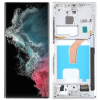  GH82-27487E Samsung Galaxy S22 Ultra 5G OLED kijelző érintővel Ezüst kerettel, előlap (kis kijelzős, vastag kávás)