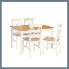  GIFTDECOR Étkezőgarnitúra - Fehér + Natúr fa 12092 bútor