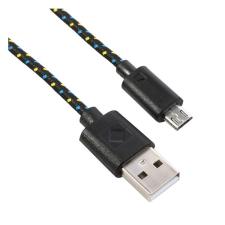 Gigapack Adatkábel és töltő (USB - microUSB, 200cm, szőtt / cipőfűző minta) FEKETE (5996457383566) kábel és adapter