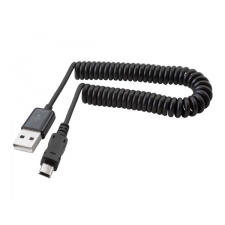 Gigapack adatkábel és töltő (usb - miniusb, spirálkábel 38-100cm) fekete kábel és adapter