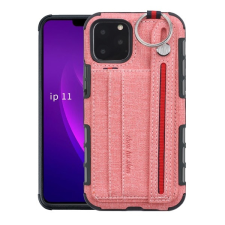 Gigapack Apple iPhone 11 Pro szilikon telefonvédő (közepesen ütésálló, bankkártya tartó, kézpánt) rózsaszín tok és táska