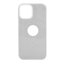 Gigapack Apple iPhone 12 szilikon telefonvédő (műanyag belső, csillogó hátlap, logó kivágás) ezüst tok és táska
