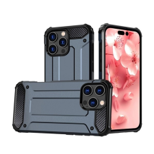 Gigapack Apple iPhone 16 Pro defender szilikon telefonvédő (ütésállóság, légpárnás sarok, fémhatás) sötétkék tok és táska