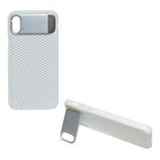 Gigapack Apple iPhone XS műanyag telefonvédő (közepesen ütésálló, kitámasztható, lyukacsos minta, ezüst) tok és táska