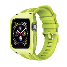 Gigapack Apple Watch Series 3 38mm pótszíj (egyedi méret, szilikon, ütésálló keret) zöld okosóra kellék
