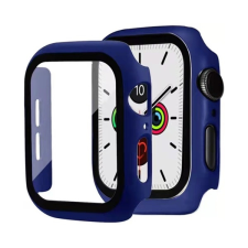 Gigapack Apple Watch Series 7 45mm műanyag keret (bumper, ütésálló + kijelzővédő üveg) sötétkék okosóra kellék