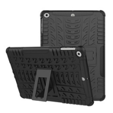 Gigapack Defender Apple iPad 9.7" (2018)  (közepesen ütésálló, kitámasztó, autógumi minta, fekete) tablet kellék