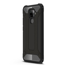Gigapack Defender Huawei Mate 30 Lite műanyag telefonvédő (közepesen ütésálló, légpárnás sarok, fémhatás, fekete) tok és táska