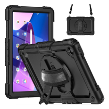 Gigapack Defender műanyag telefonvédő (közepesen ütésálló, kitámasztó, 360°-ban forgatható + kézpánt, vállpánt) FEKETE Lenovo Tab M10 Plus (TB125) WIFI, Lenovo Tab M10 Plus (TB128) LTE tablet tok
