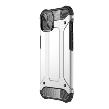 Gigapack Defender műanyag telefonvédő (közepesen ütésálló, légpárnás sarok, szilikon belső, fémhatás) EZÜST Apple iPhone 13 mini tok és táska