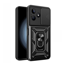 Gigapack Defender műanyag telefonvédő (közepesen ütésálló, szilikon belső, telefontartó gyűrű, kamera védelem) FEKETE Realme C53 tok és táska