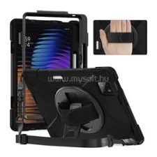 Gigapack Defender műanyag telefonvédő (ütésállóság, kitámasztó, 360° + kézpánt) FEKETE (GP-168137) tok és táska