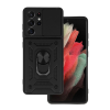Gigapack Defender műanyag telefonvédő (ütésállóság, szilikon belső, tartógyűrű, kameravédő) FEKETE Samsung Galaxy S21 Ultra (SM-G998) 5G