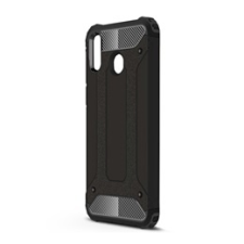 Gigapack Defender Samsung Galaxy A20 műanyag telefonvédő (közepesen ütésálló, fémhatás, fekete) tok és táska