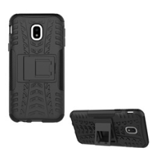 Gigapack Defender Samsung Galaxy J3 (2017) műanyag telefonvédő (közepesen ütésálló, kitámasztó, autógumi minta, fekete) tok és táska