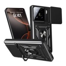 Gigapack Defender szilikon telefonvédő (ütésállóság, tartógyűrű, kameravédő) FEKETE Xiaomi 15 tok és táska