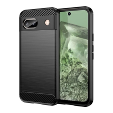 Gigapack Google Pixel 8a szilikon telefonvédő (ütésállóság, légpárnás sarok, szálcsiszolt, karbon minta) fekete tok és táska