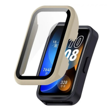 Gigapack Huawei Band 8 műanyag keret (bumper, ütésálló + kijelzővédő üveg) bézs okosóra kellék