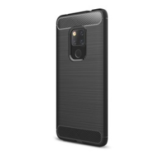 Gigapack Huawei Mate 20 Szilikon telefonvédő (légpárnás sarok, szálcsiszolt, karbon minta, fekete) tok és táska