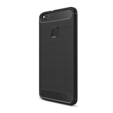 Gigapack Huawei P10 Lite Szilikon telefonvédő (légpárnás sarok, szálcsiszolt, karbon minta, fekete) tok és táska