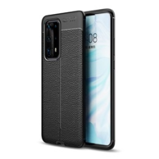 Gigapack Huawei P40 Pro+ Szilikon telefonvédő (bőr hatású, varrás minta, fekete) tok és táska