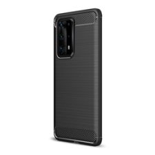 Gigapack Huawei P40 Pro+ Szilikon telefonvédő (légpárnás sarok, szálcsiszolt, karbon minta, fekete) tok és táska